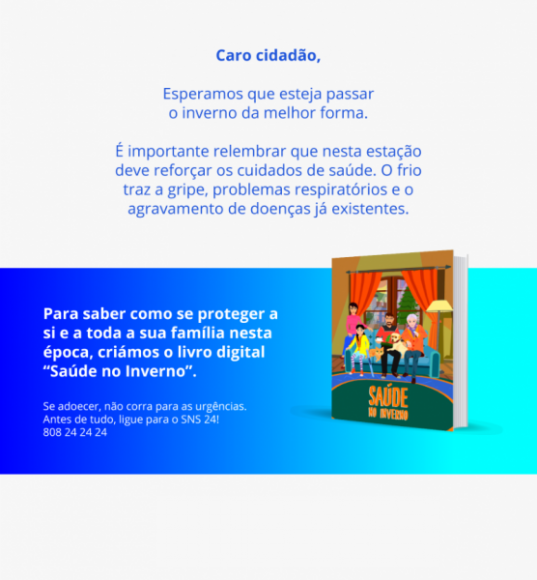 SERVI&Ccedil;O NACIONAL DE SA&Uacute;DE LAN&Ccedil;A LIVRO DIGITAL &ldquo;SA&Uacute;DE NO INVERNO"