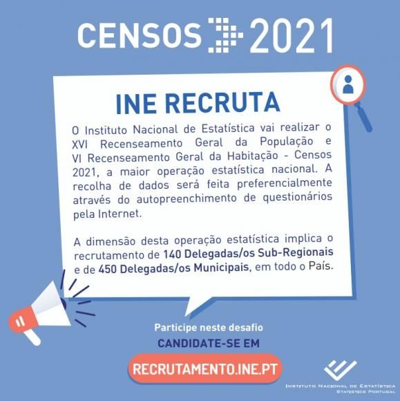 INE INICIA RECRUTAMENTO PARA CENSOS 2021